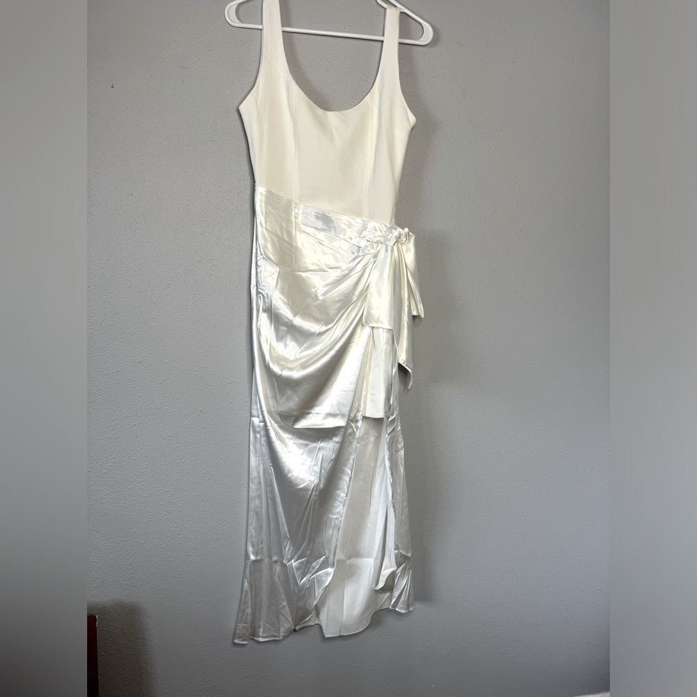 Anthropologie White Satin Midi Dress